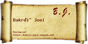 Bakró Joel névjegykártya